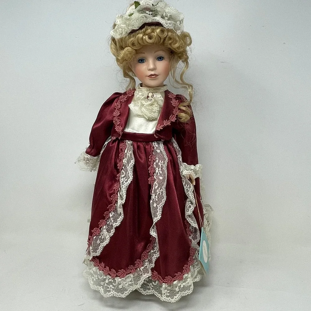Noble Heritage Collection 1997 Porcelain Doll‎ Burgundy Lace Victorian 16 Inch